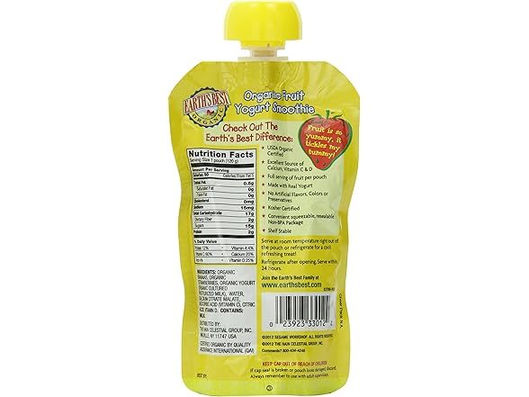 1CT Earth's Best Sesame Street Fruit Yogurt