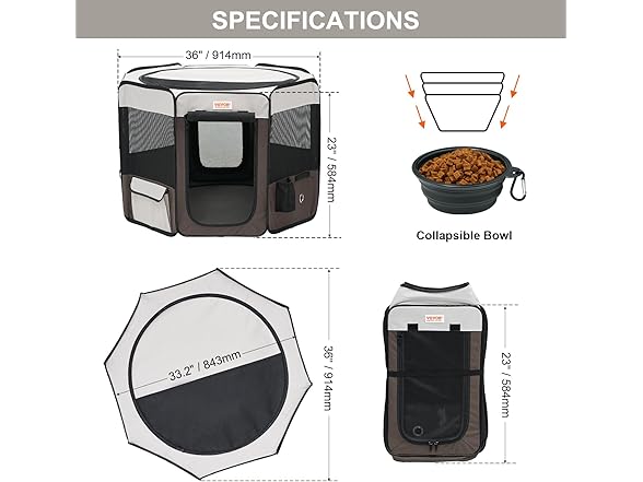 VEVOR Foldable Pet Playpen