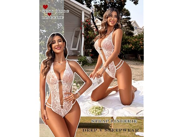 Avidlove (S) Lingerie Lace Halter Teddy Bodysuit