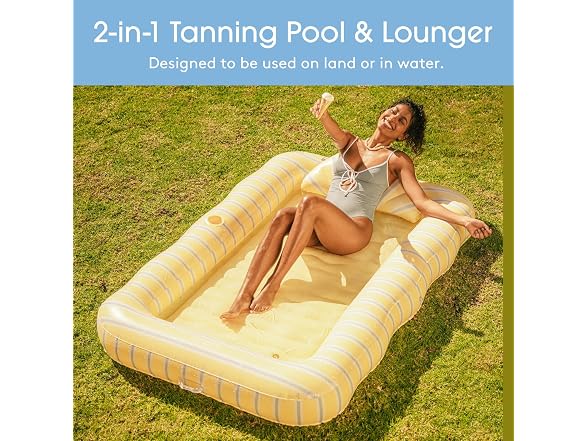 FUNBOY Yellow & Blue Tanning Pool Lounger