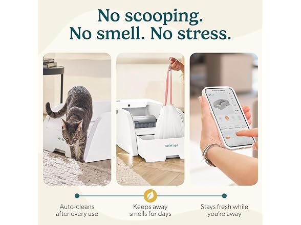 PetCove PurrTek Light Open Top Litter Box Self Cleaning