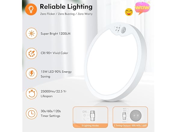 Brightever B0FN4538TH 2-Pack Motion Sensor Ceiling L