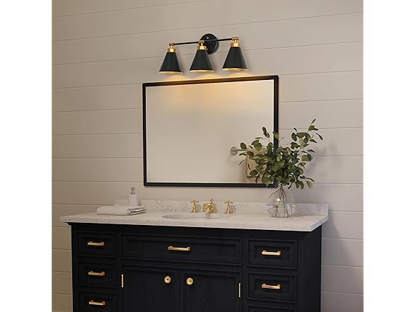 3 Light Vanity Light Black Gold