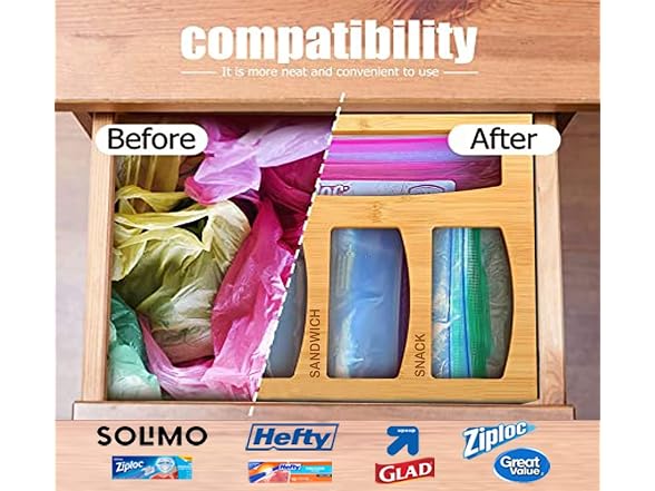 ono Ziplock Bag Organizer Bamboo