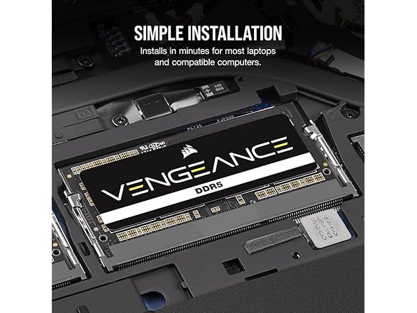 CORSAIR Vengeance SODIMM DDR5 RAM 32GB (1x32GB) Up to 5600MHz CL48 Intel XMP 3.0 Desktop Computer Memory - Black (CMSX32GX5M1A5600C48) (Open Box)