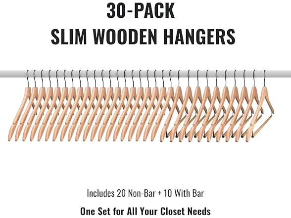 JS Home Set of Wooden Hangers 20 Pack