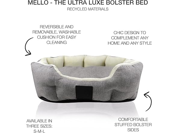 Pet Passion Mello-The Ultra Luxe Bolster Dog Bed- Ivory
