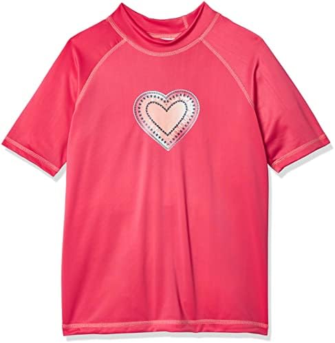 Kanu Surf Girls' Karlie Rash Guard UPF 50+ Sun Protection Short Sleeve Swim Shirt, Kirsten Coral, X-Large (14/16)