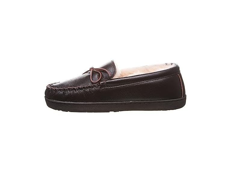 BEARPAW Mens Mach IV Wide Leather Slippers - Chocolate - 11