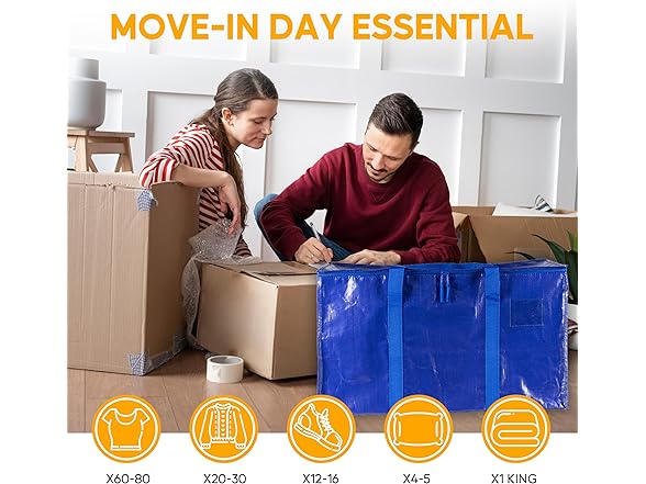 HealSmart 12 Pack Large Moving Bags Blue