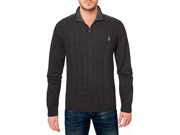 U.s. Polo Assn. Men (L) Cable Knit Quarter Sweater