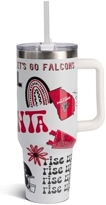 The Memory Company Official Licensed 40oz Team Spirit Stainless Steel Tumbler - Vacuum-Insulated Double-Wall Travel Cup With Handle and Straw Lid