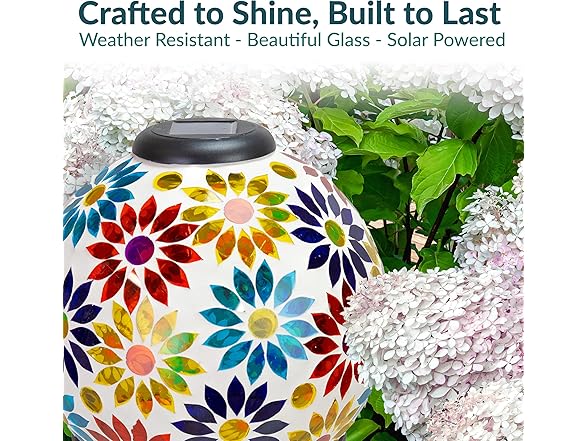 Sunnydaze 10 inch Solar Gazing Ball for Garden, Midsummer Dahlias