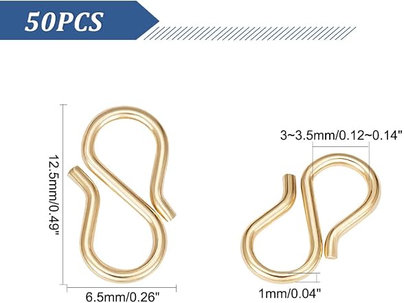 UNICRAFTALE 30pcs Golden S-Hook Clasp 304