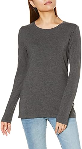 Amazon Essentials Women's Regular-Fit Long-Sleeve Crewneck T-Shirt (Available in Plus Size), Charcoal Heather, Medium