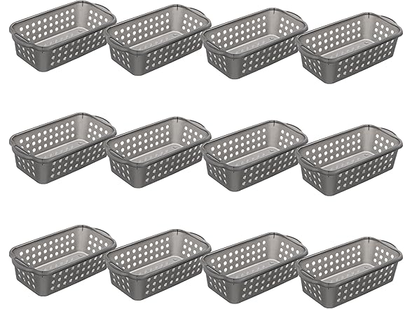Cetomo Plastic Storage Baskets with Handle, 12 Pack