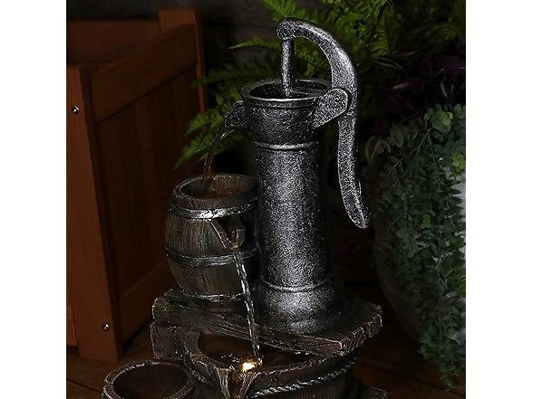 Sunnydaze Cozy Farmhouse Pump and Barrels 23-Inch