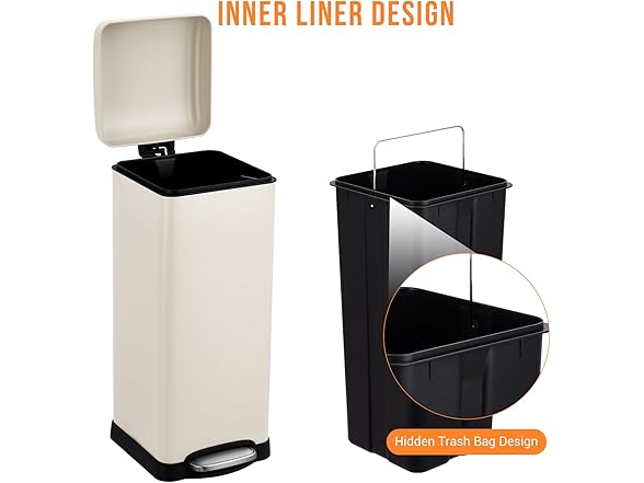 Takywep 8 Gal/30 l Kitchen Trash Can Beige