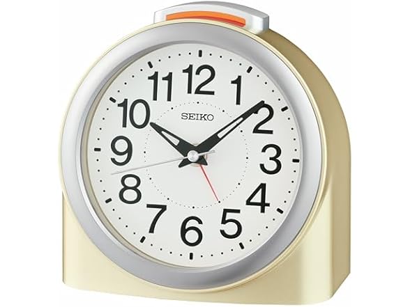 SEIKO Non Ticking Bedroom Alarm Clock, Gold