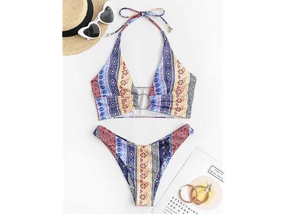 Zaful Girls (M) O Ring Halter Bikini Cut Swimsuits