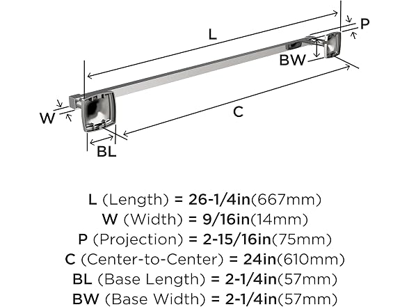 Amerock Stature 24" Chrome Towel Bar