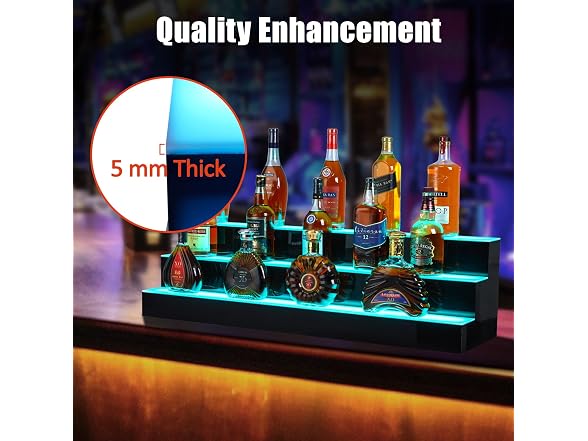 30'' LED Lighted Liquor Bottle Shelf, 3 Tier
