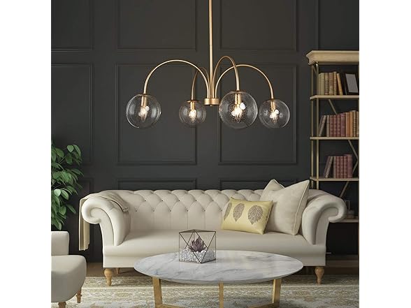 33" Gold Chandelier Seeded Glass