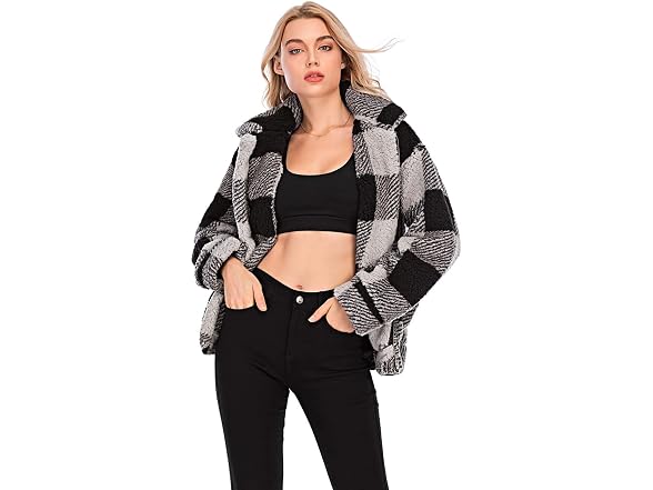 Comeon Women (XL) Coat Casual Lapel Fleece Coats