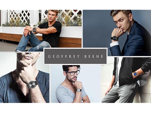 Geoffrey Beene Mens Leather Watch Diamond Dial