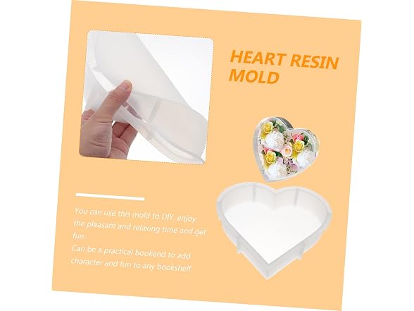 Silicone Heart Mold for Resin Bookends,
