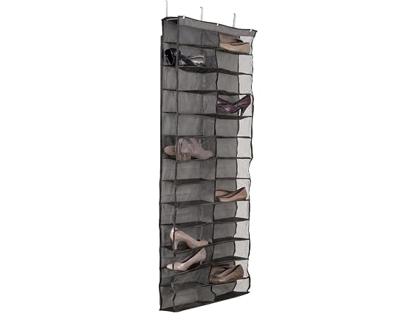 Simplify 26 Pocket Over Door Shoe Caddy in Grey