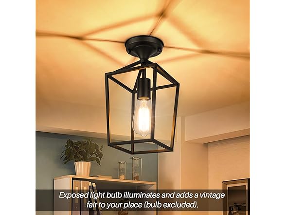 BesLowe 2Pk Semi Flush Ceiling Light Fixtures, Black