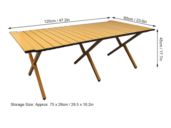 SONICGRACE 47.2 x 23.6 x 17.3 Roll Top Outdoor Table
