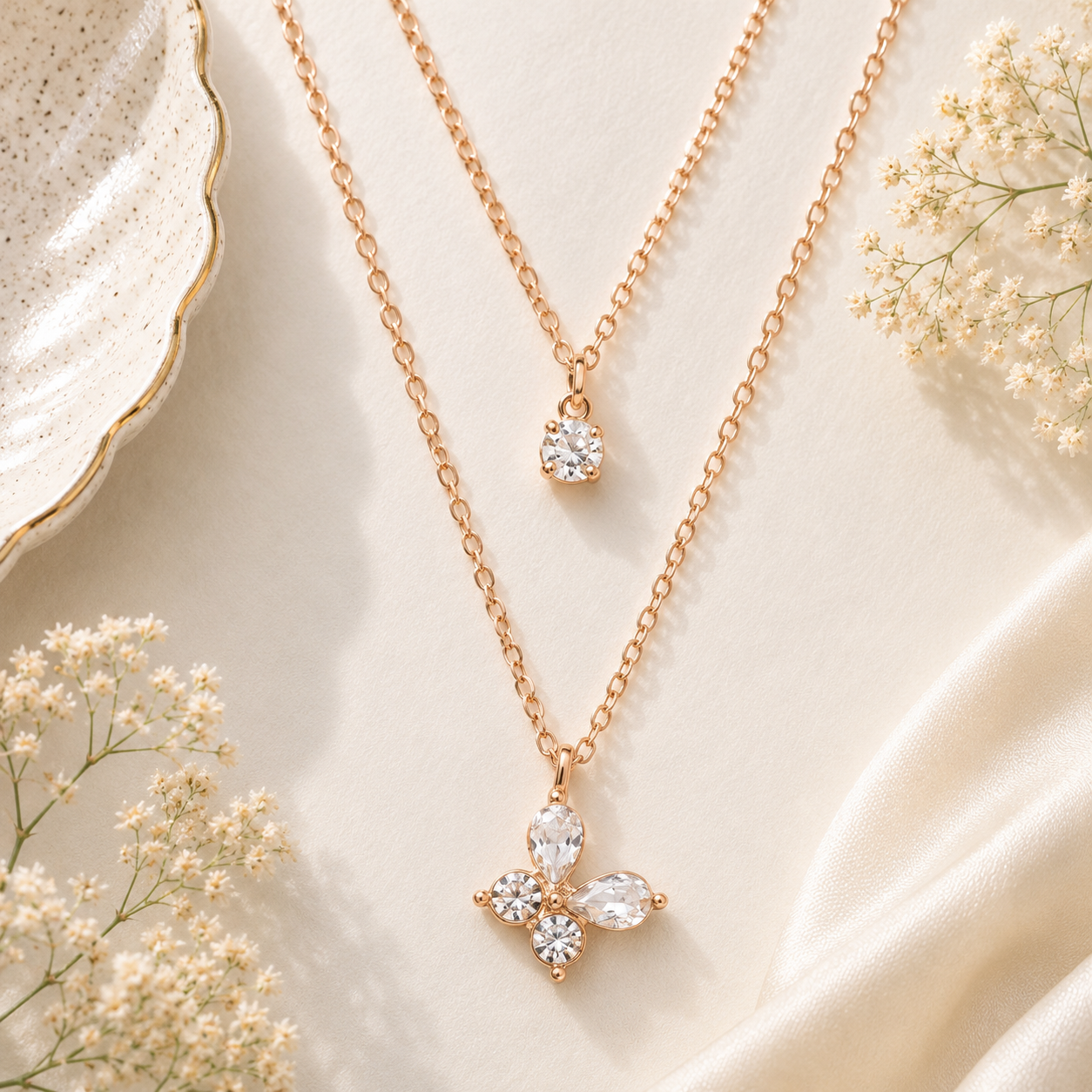 18K Gold Bee Necklace with Layered CZ - Gallery 6