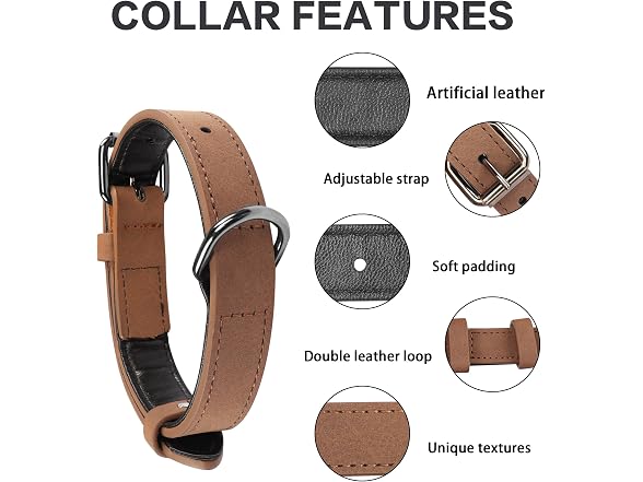 YAODHAOD Soft Padded Leather Dog Collar for