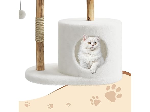 43" Tall Multi-Level Real Wood Cat Tree Tower