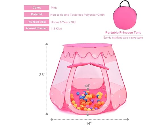 Costzon Princess Pop Up Tent w/ 100 Balls Included