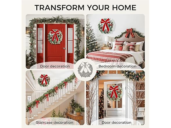 Pinkpum Christmas Wreath for Front Door