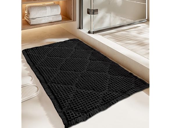 ZALL Tan Waffle Bath Mat, Super Absorbent