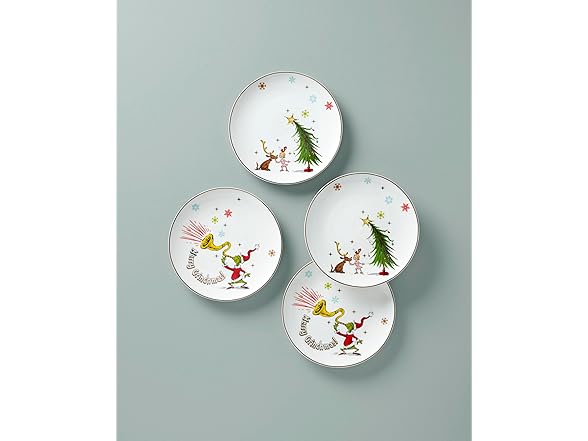Grinchmas 4-Pcs Assorted Accent Plate Set