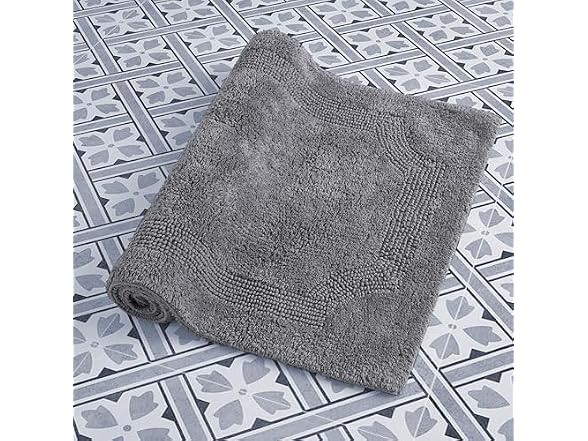 Laura Ashley - Reversible Cotton Bath Mat 2-Pc Set, Charcoal