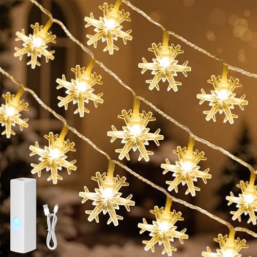 Lakumu KN0001 Christmas Snowflake String Lights Warm