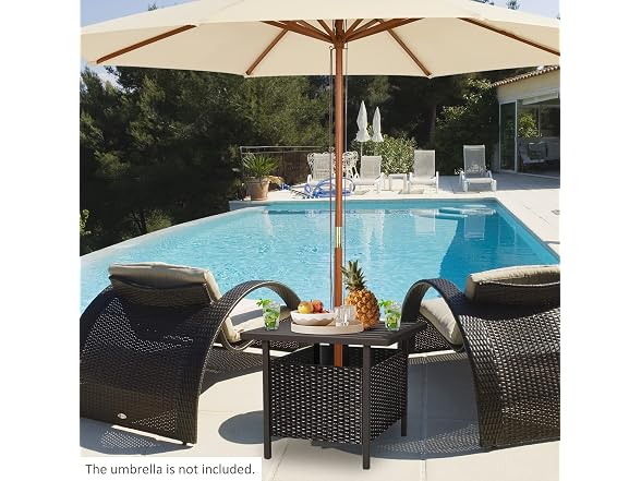 GLACER Nightcore Rattan Umbrella Side Table - Gallery 2