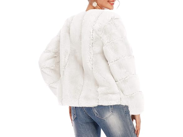 BerryGo Women (M) Long Sleeve Open Front Faux Coat