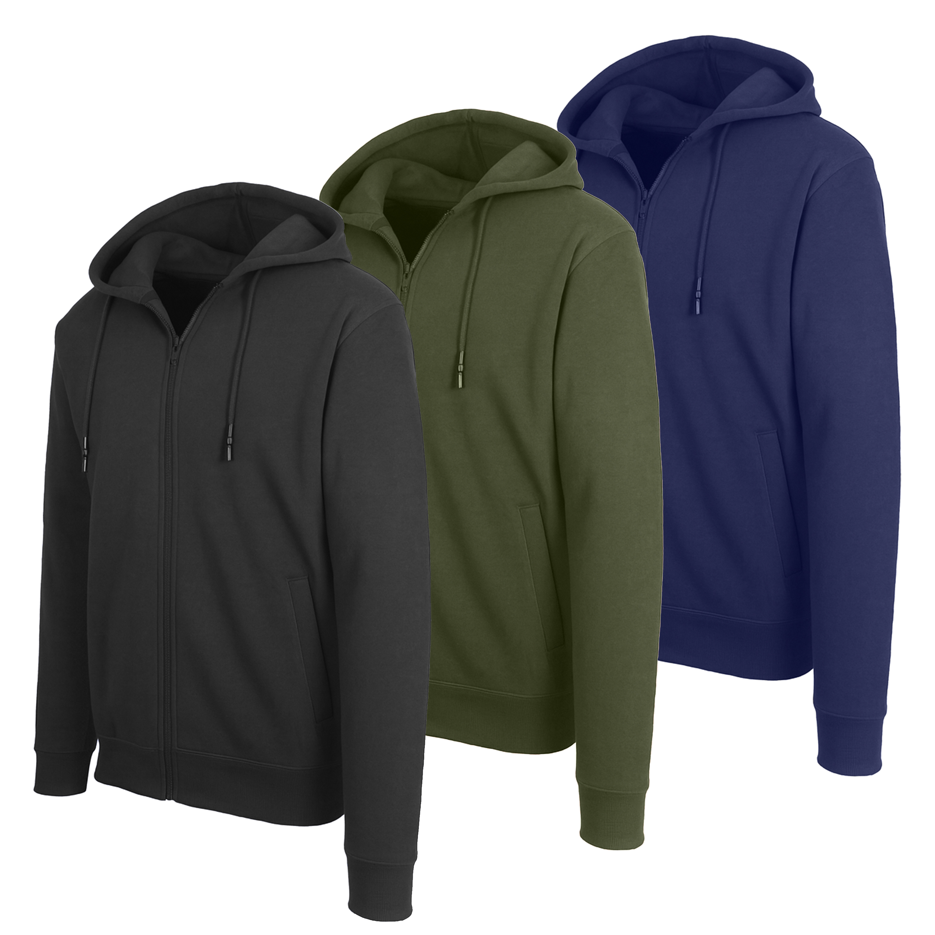 Mens Classic Fleece-Lined Zip Hoodie (M-3XL) - Gallery 44