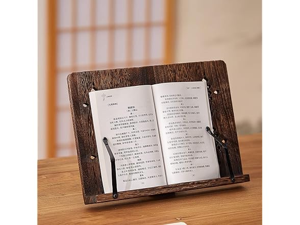Foldable Wooden Book Stand with Clips