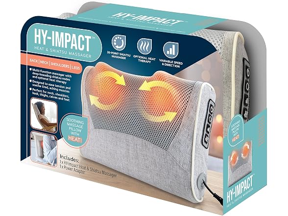 Heat and Massage Pillow 20 Shiatsu Rotating Heads