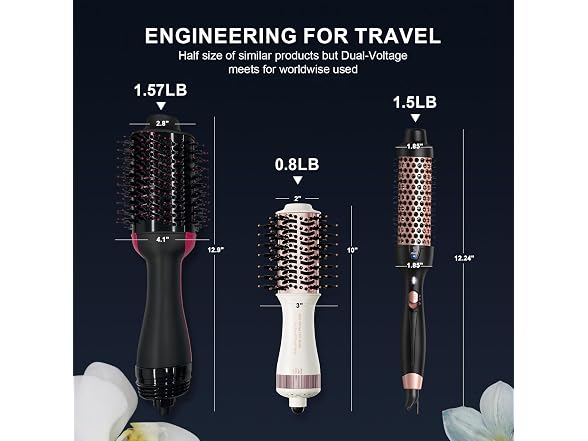 Travel Dual Voltage Hair Dryer Brush