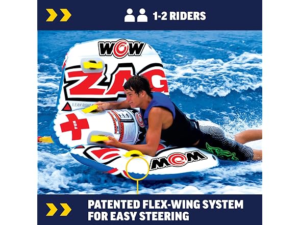 WOW Sports Zig Zag Towable Inflatable Tube, Multi