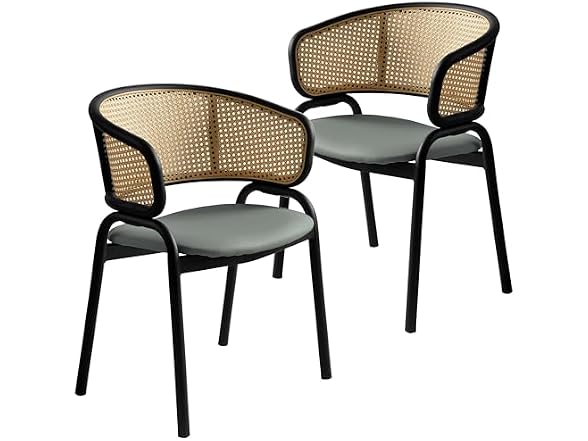 Leisuremod EC20GR-L Ervilla Leather Dining Chairs